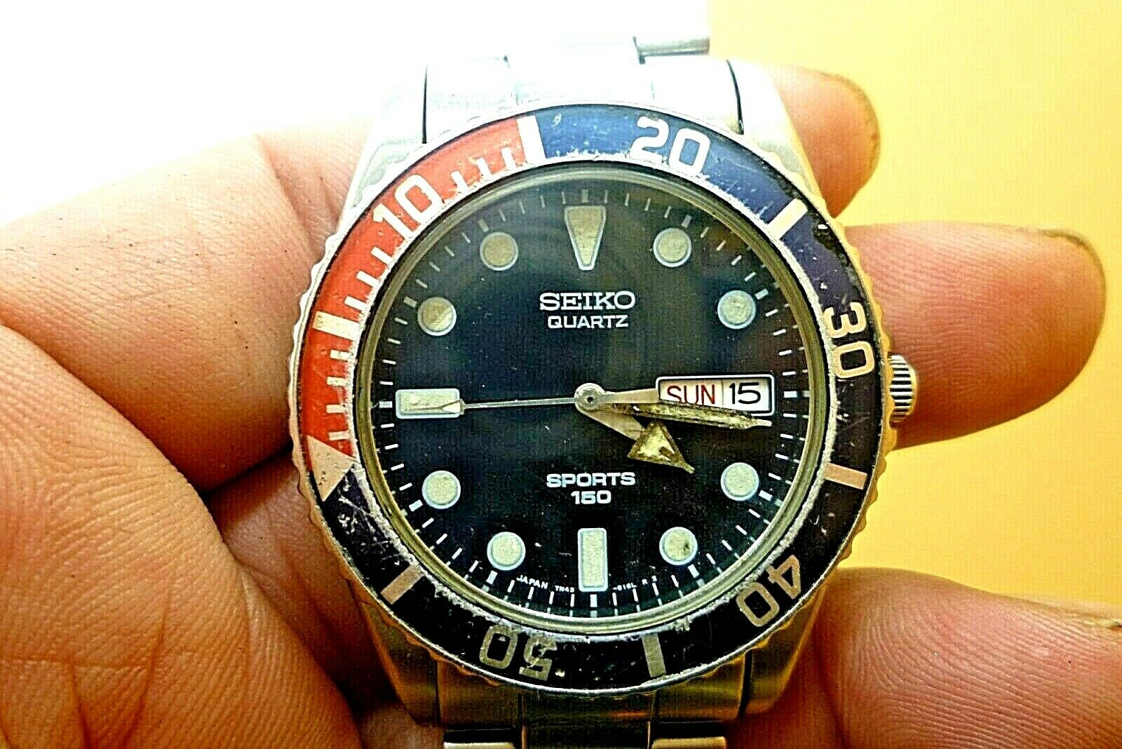 Mens 38mm SEIKO SPORTS 150m Pepsi Diver 7N43-6120 Quartz Vint 1994