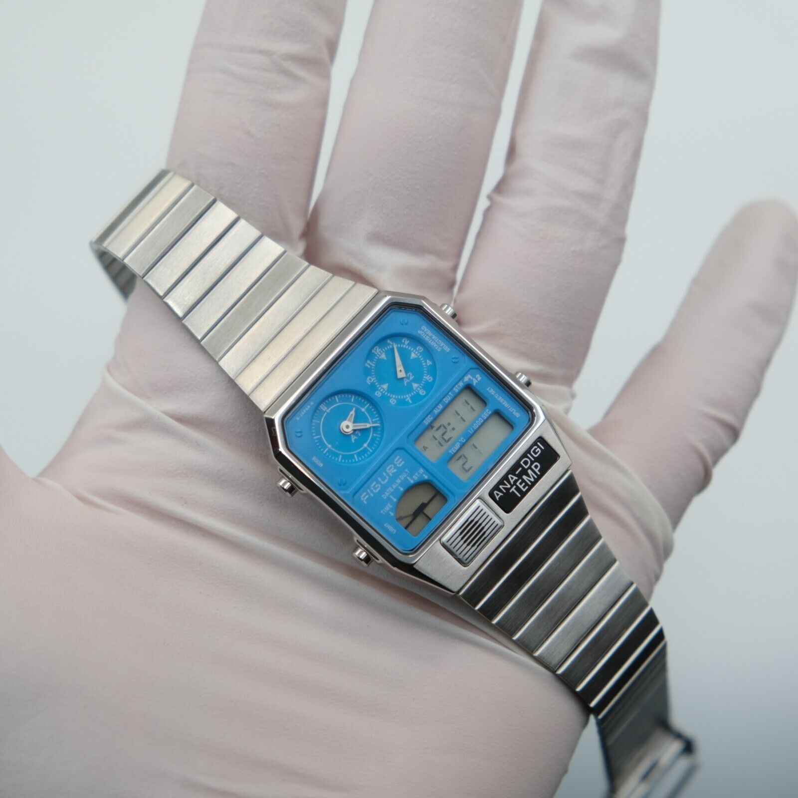 CITIZEN ANA DIGI TEMP WATCH blue silver Japan TICTAC Limited