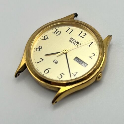 Seiko Quartz 5Y23 7079 32mm Gold Toned Day Date Watch Parts