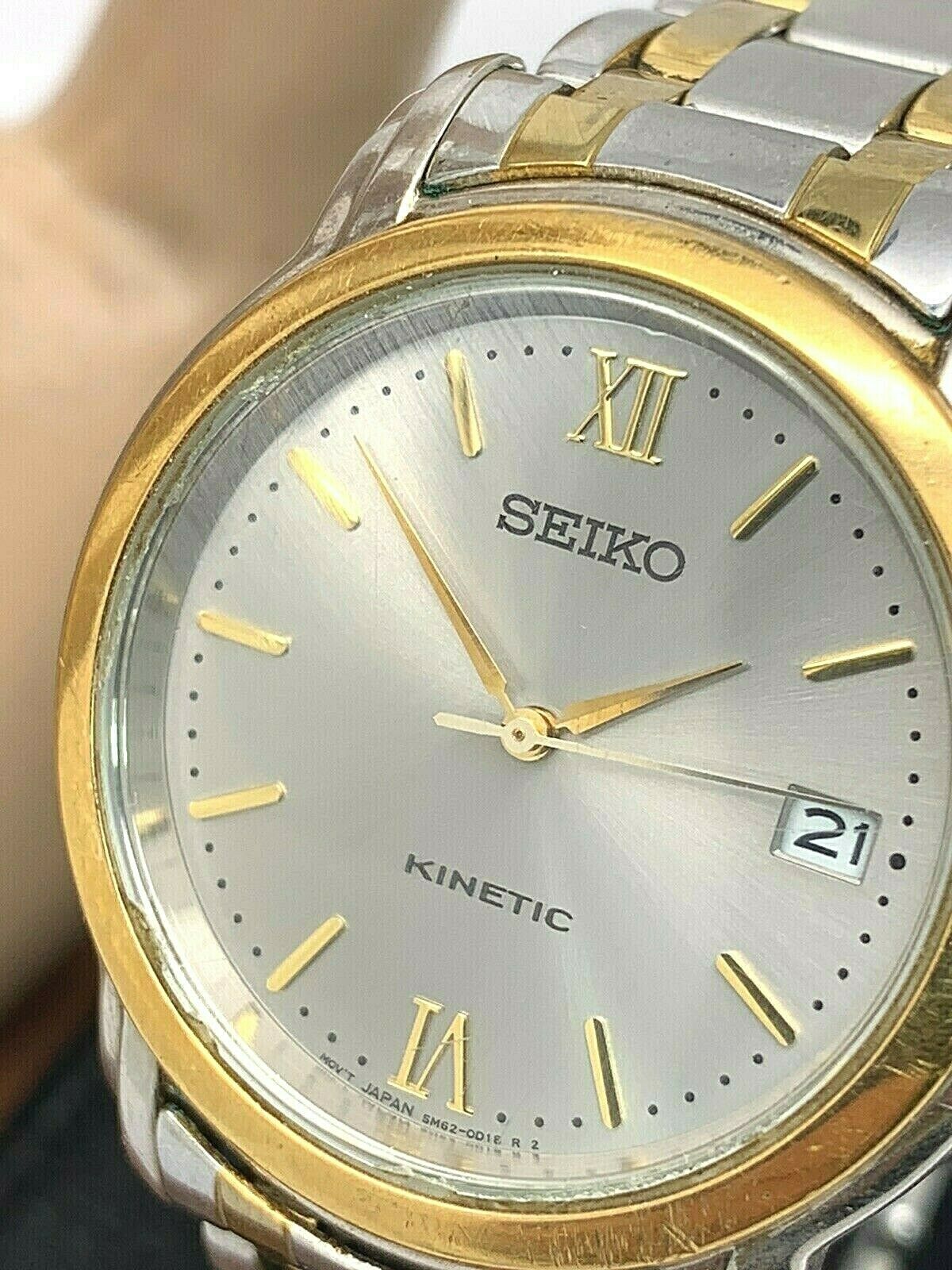 Seiko Men's Watch Kinetic Two Tone Gray Dial 5M62-0B20 FOR REPAIR PARTS  USED | WatchCharts