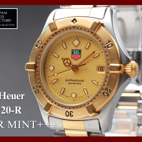 NEAR MINT TAG Heuer 2000 WE1220 R Gold Dial 200M Midsize Men s