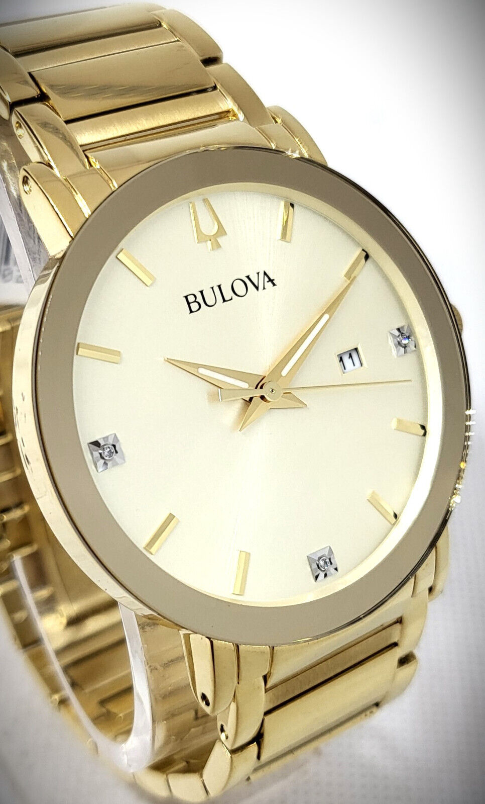 BULOVA 495 MEN S FUTURA DIAMONDS GOLD CHAMP DIAL DATE CLASSIC