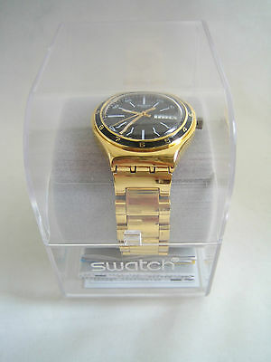 SWATCH CHARCOAL MEDAL YELLOW WATCH YGG705G BNWT IRONY COLLECTION 