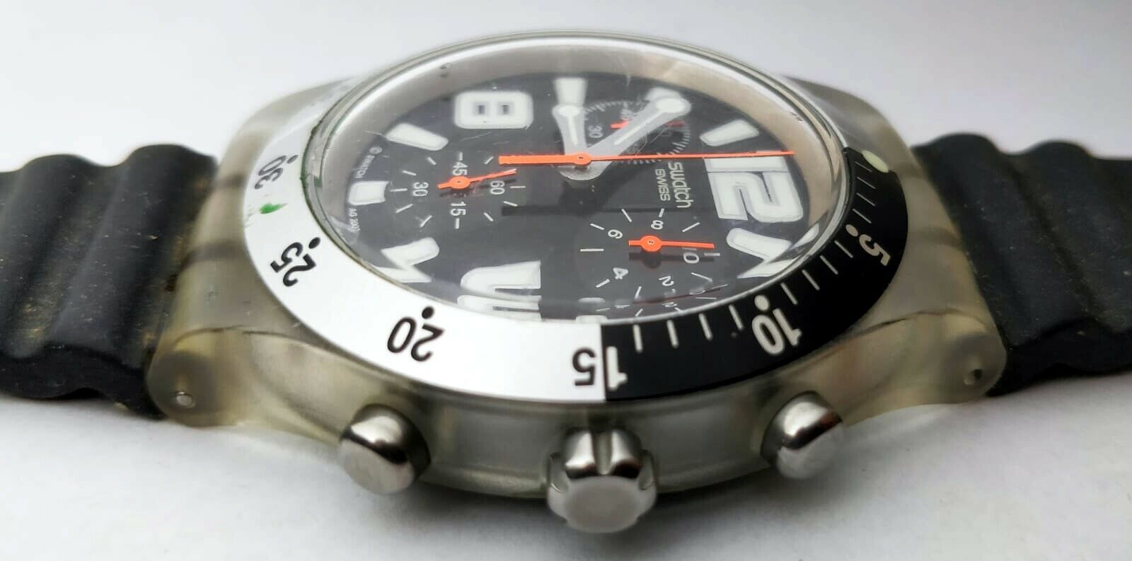 SWATCH AG 2002 Back ALUMINUM Irony Diaphane Chrono Men's