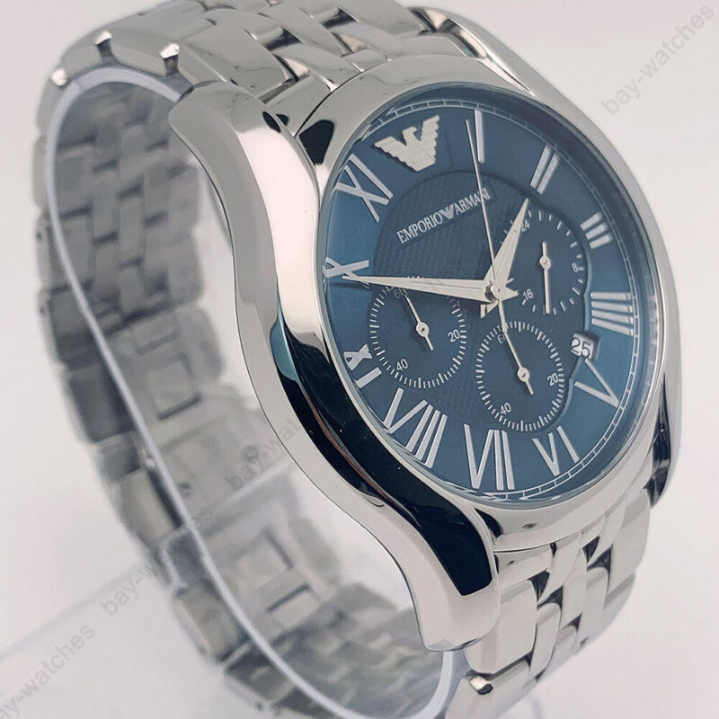 Emporio Armani AR1787 Silver Stainless Steel Band Navy Blue Dial Men s Watch WatchCharts Marketplace