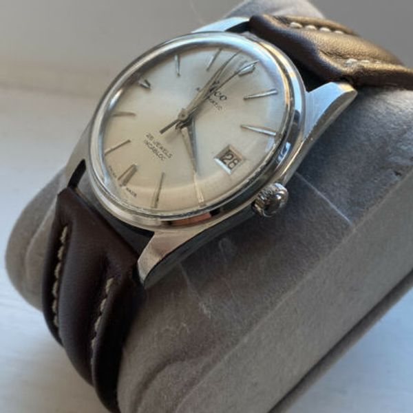 Elco Automatic Mens Watch 25 Jewels Steel Swiss Good Size 34mm