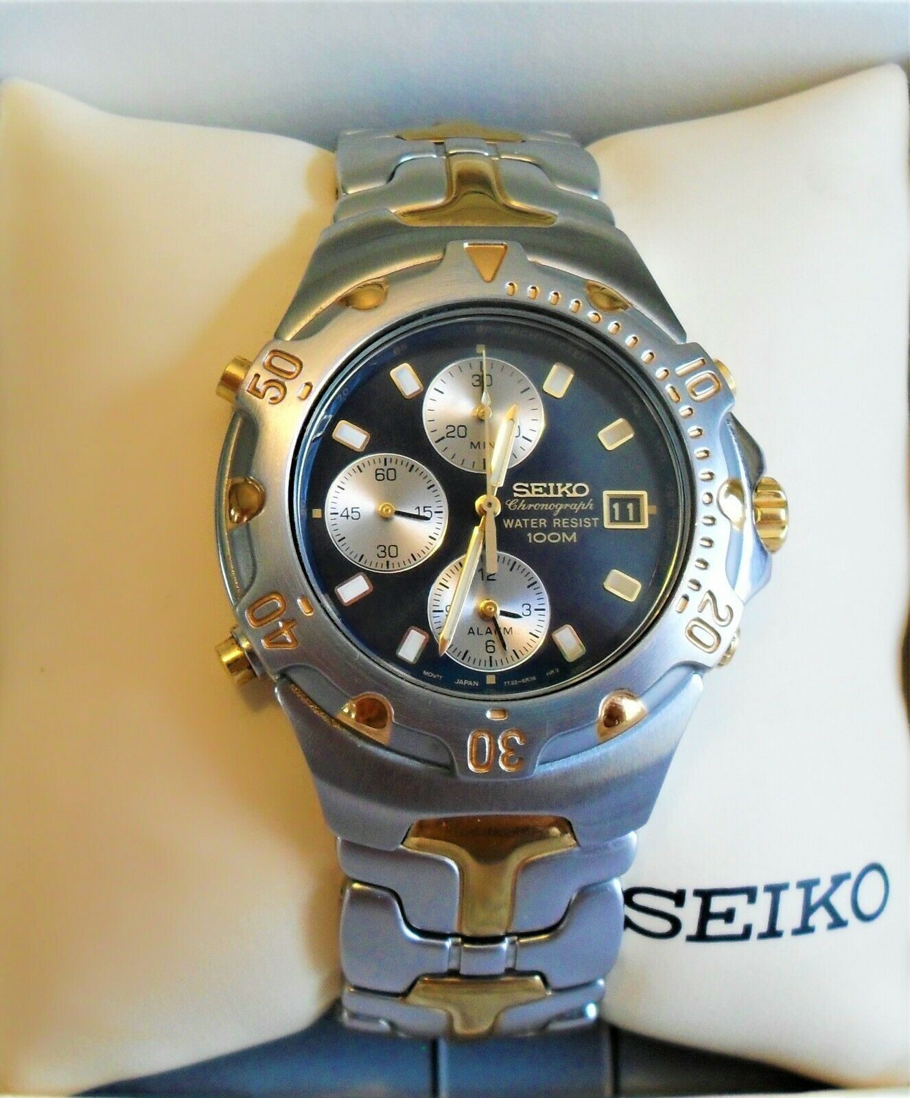 2002 Seiko 7T32-6M49 Chronograph/Alarm 100M WR Stainless