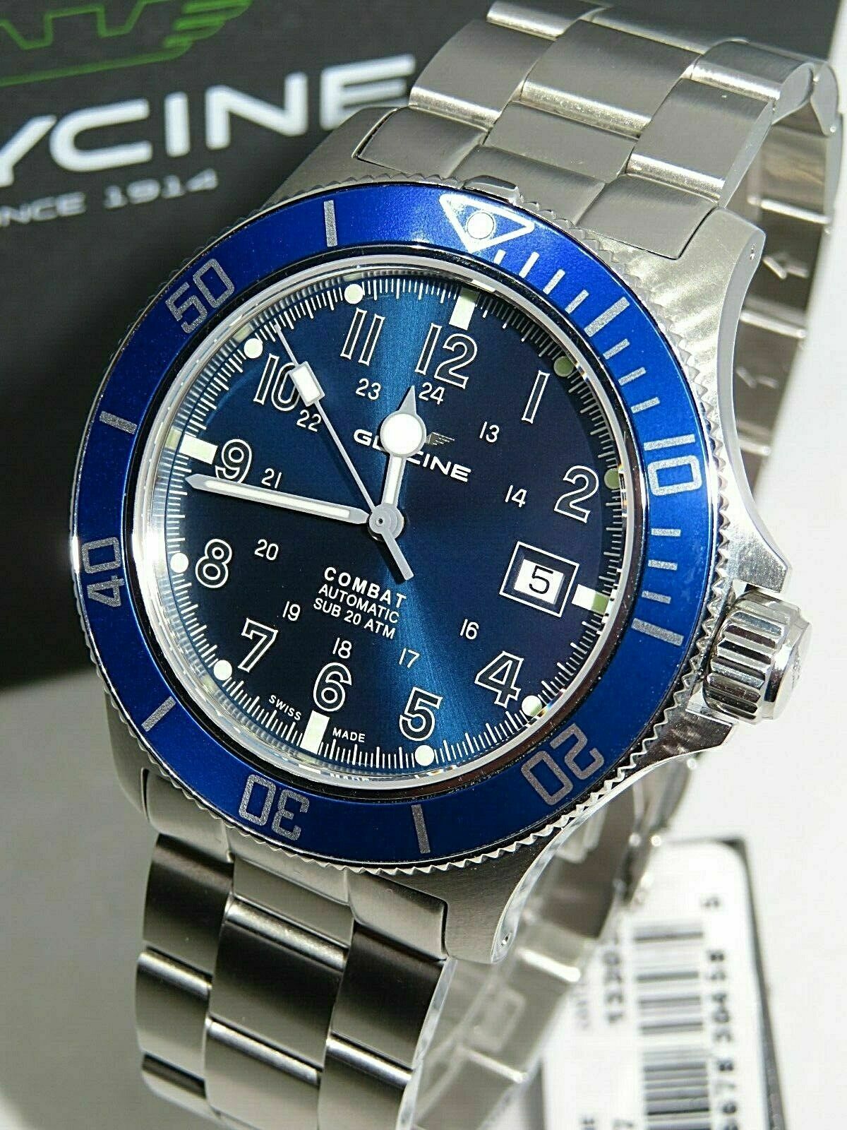 Glycine Combat Sub Swiss Made Automatic 42mm Blue Dial GL0077