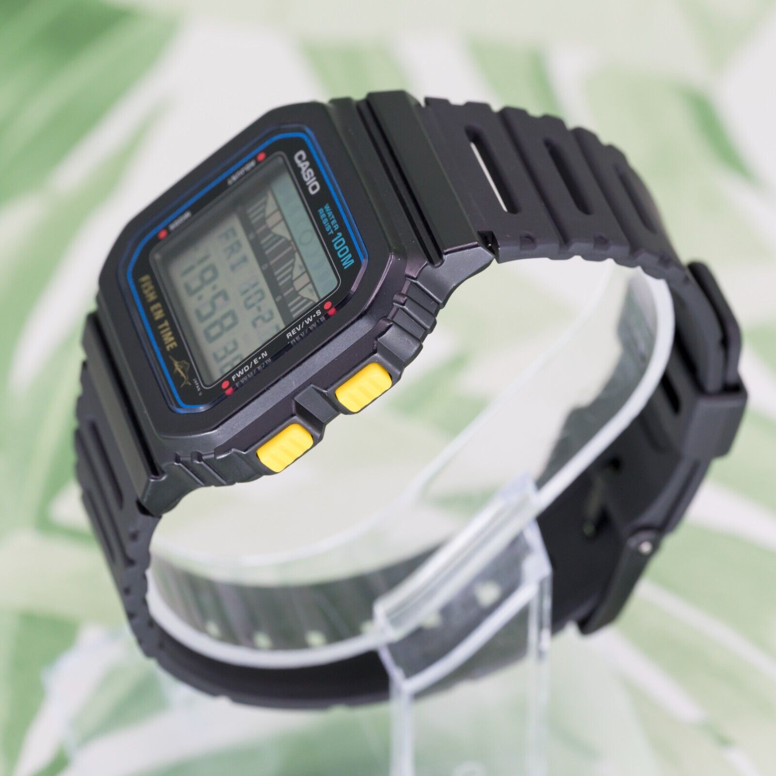 1989 CASIO FT-100W FISH EN TIME MOON PHASE VINTAGE DIGITAL