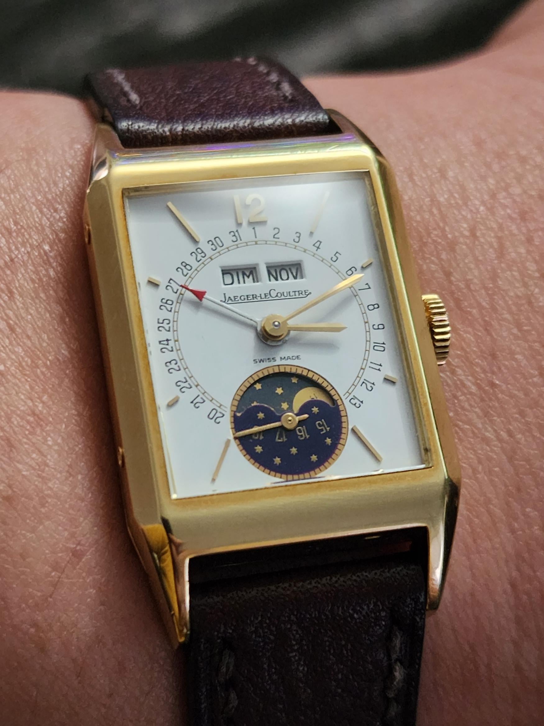 WTS Jaeger LeCoultre 18k gold vintage triple calendar 150th