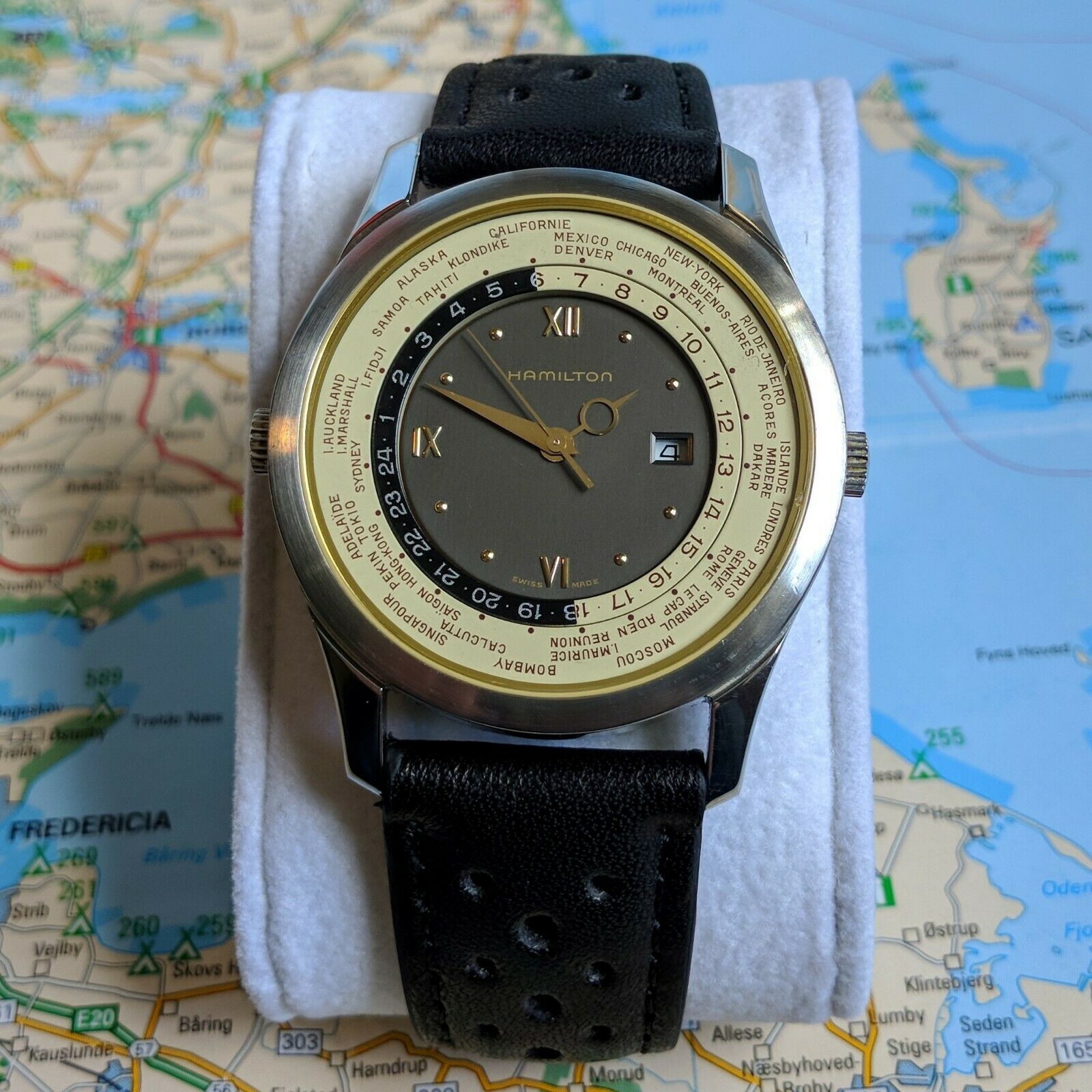 てつ ハミルトン ワールドタイム 8984 ヴィンテージ Rare Mint Hamilton Worldtimer 8984 Swiss Made 38mm Vintage