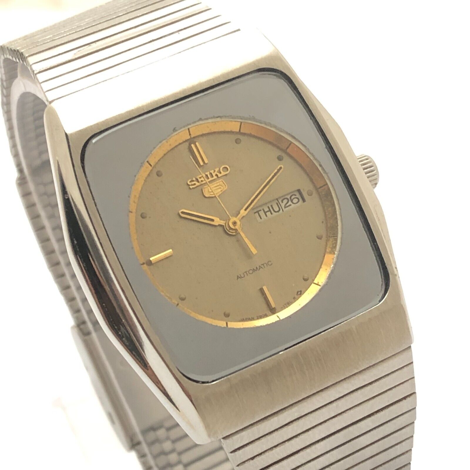 Vintage Seiko 5 2906-0750 Automatic Day Date Grey Dial Japan