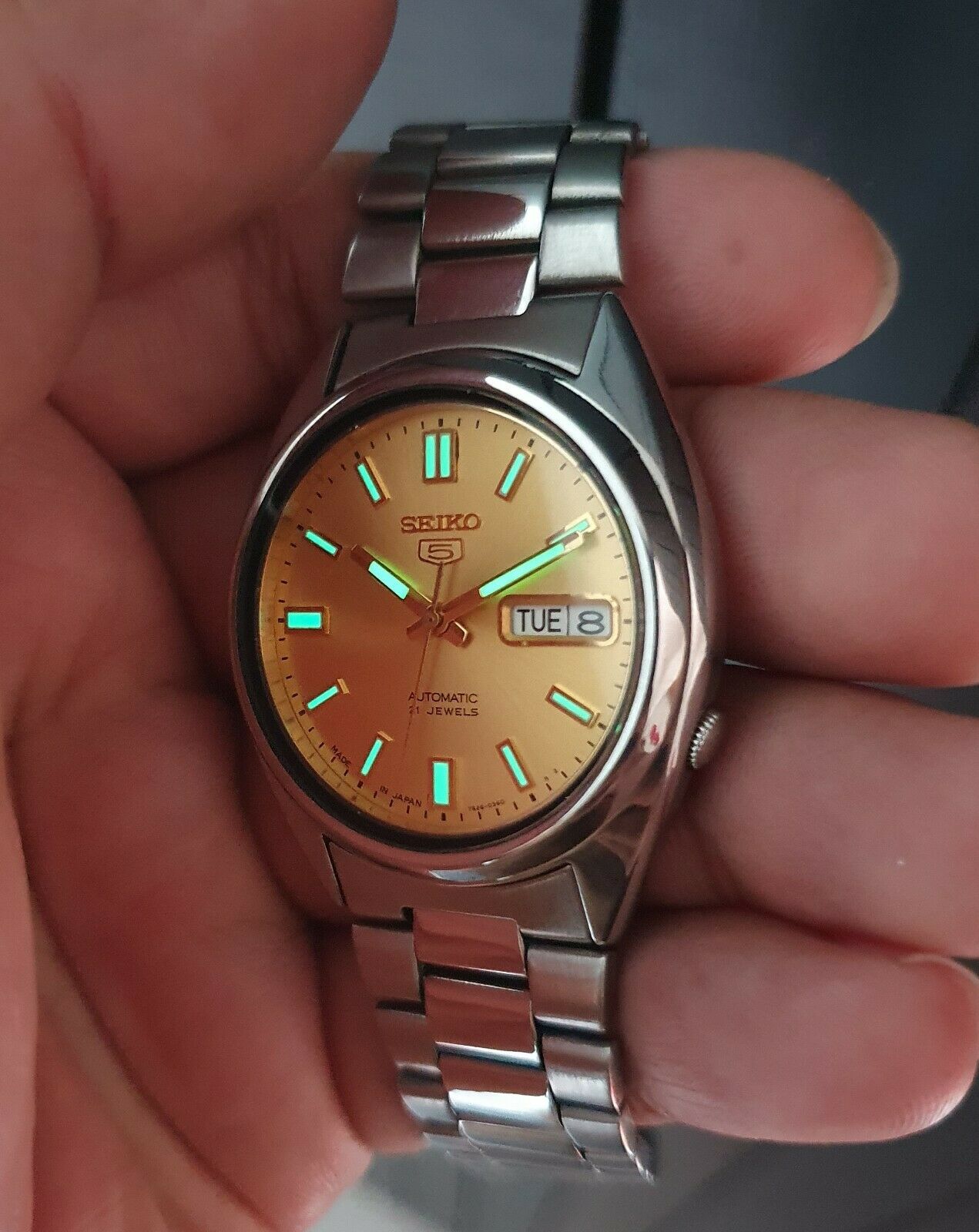 ゴールデンスランバー SNXS81J1 Golden Sunburst Dial Retro Sports Rare Day Date Vintage
