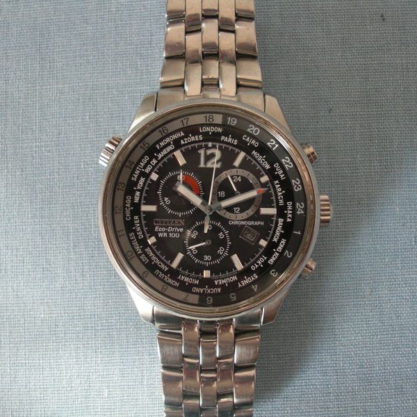 Mens Citizen Eco-Drive WR 100 Chronograph Bracelet Watch | WatchCharts