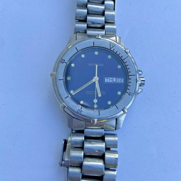 Krieger M882 Watch Stainless Steel Certified Swiss Chronometer Day Date ...