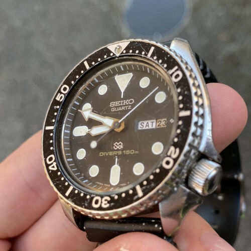 LOVELY SEIKO 7458 7000 QUARTZ SQ DIVERS 150M DAY DATE WATCH MAY