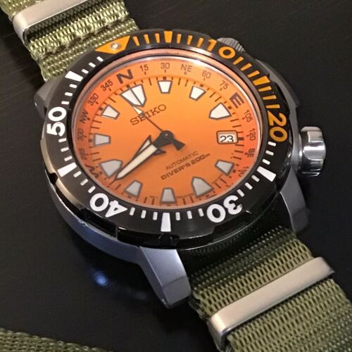 SEIKO 7S35-00F0 SNM037 “Land Monster” Orange Dial Automatic Divers Watch |  WatchCharts