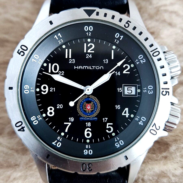 Rare HAMILTON Singapore ARMED FORCES H744510 Stainless steel