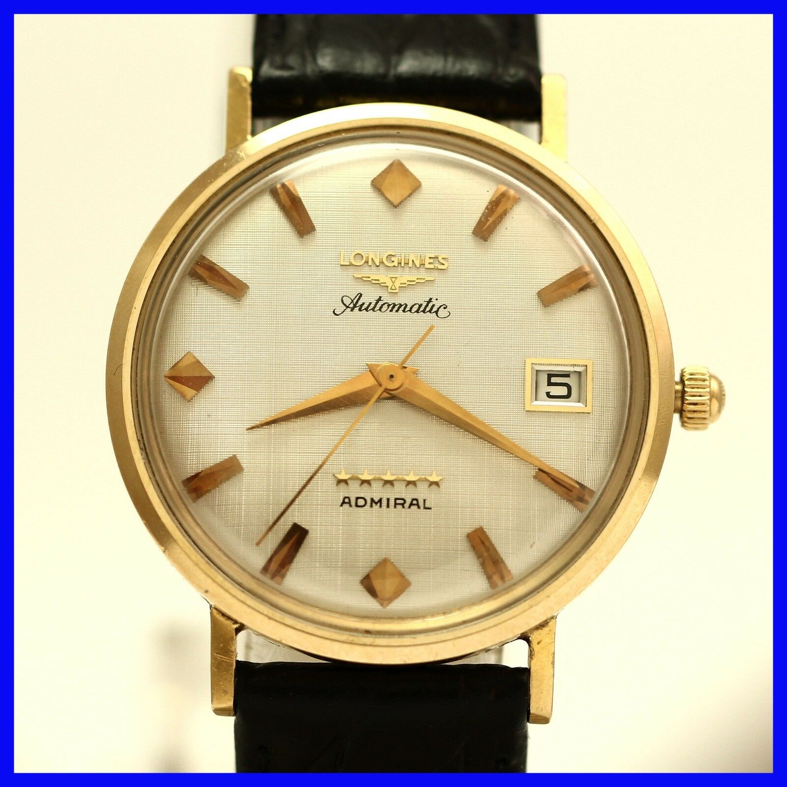 Longines admiral 5 star automatic gold best sale