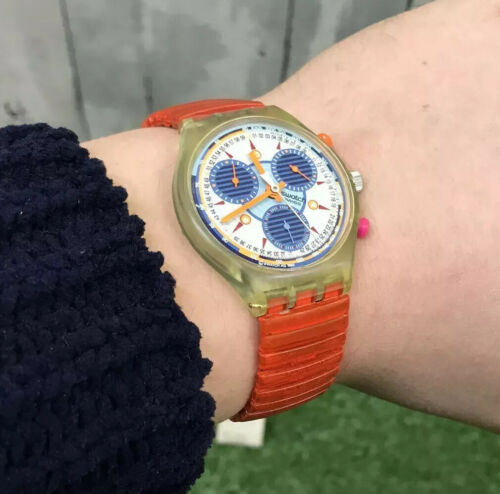 FAULTY Vintage Swatch INSPYRAL S SCG103 Orange Stretch Wrist Swiss Watch  1994 | WatchCharts