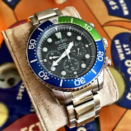 Seiko SSC239 Blue Green Bezel Watch Solar V175 Diver Chronograph Chrono  RARE | WatchCharts