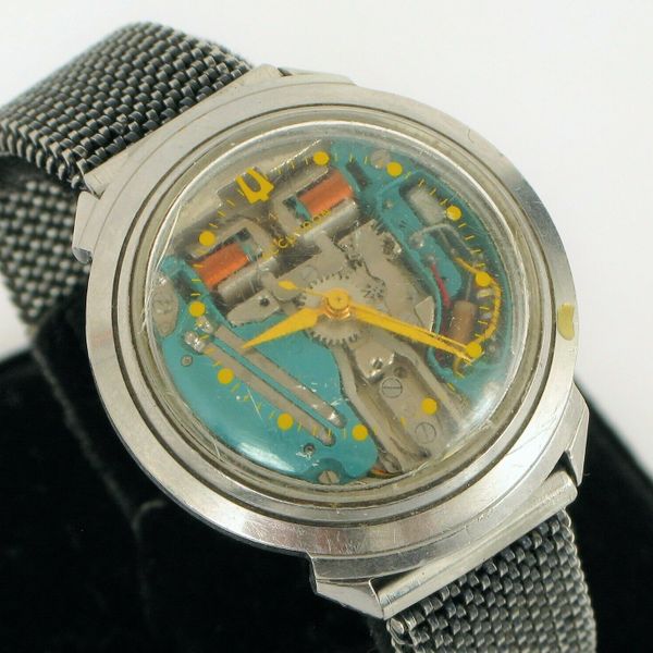 VINTAGE BULOVA ACCUTRON M3 SPACEVIEW STAINLESS STEEL SPACE VIEW WRIST