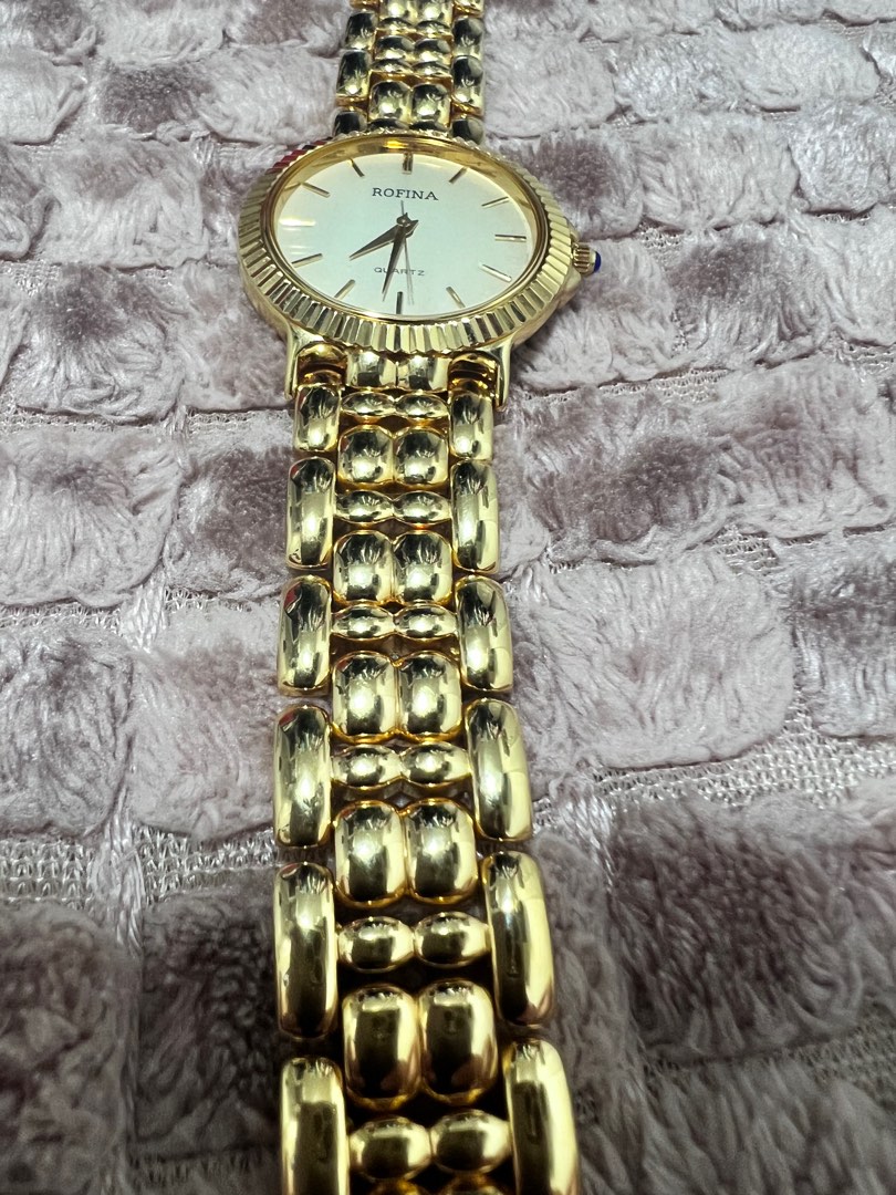 Vintage Rofina Supreme 22K Gold Plated Cable Bracelet Quartz Watch New Battery Rofina Supreme Watch 23K Gold Plated | #470243444 main image 2