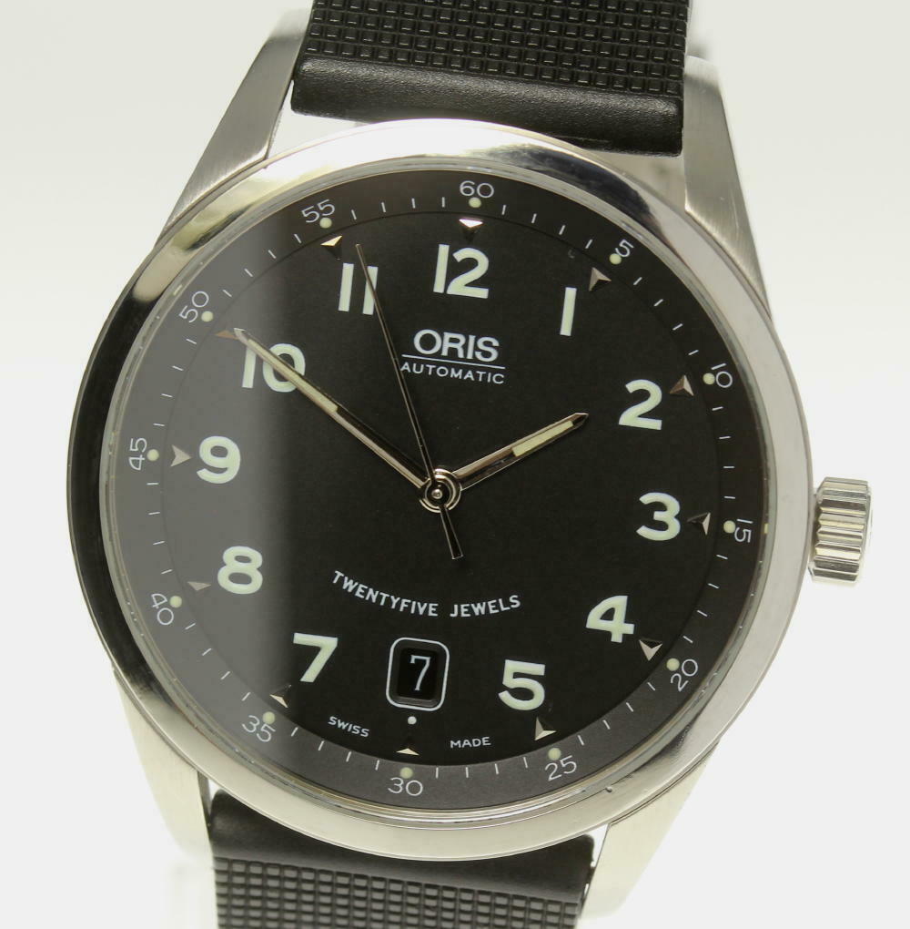 ORIS Classic Date 7504 Black Dial Rubber Belt Automatic Men s Watch 507235 WatchCharts Marketplace