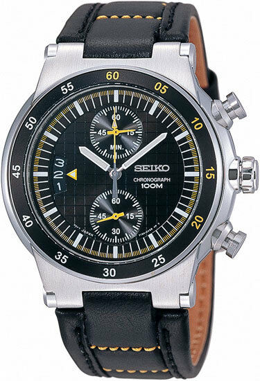 Seiko mens watches caliber 7T94 calendar special date black face