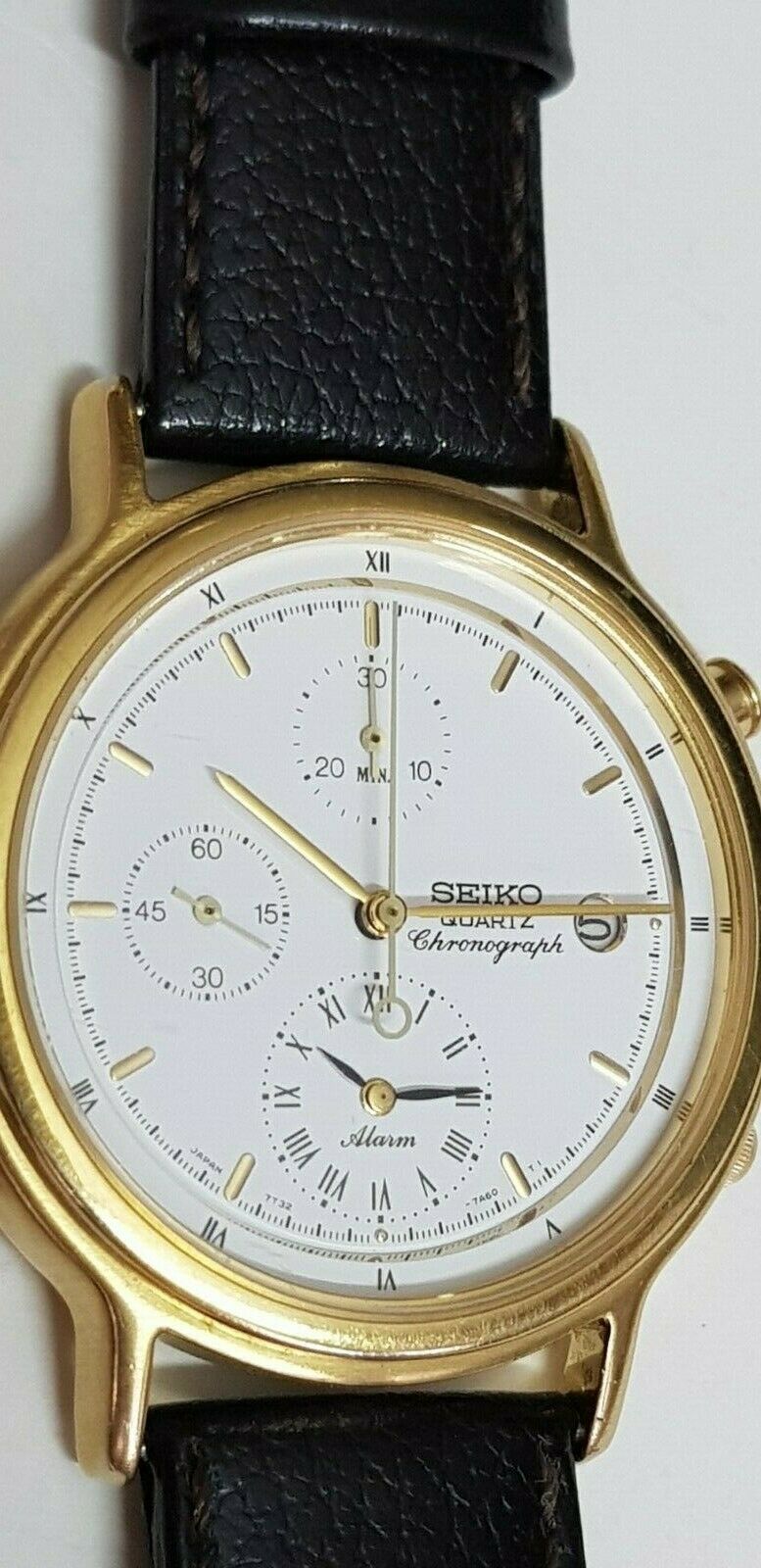 Vintage Seiko Chronograph Alarm Quartz 7T32 7A60 Made in Japan