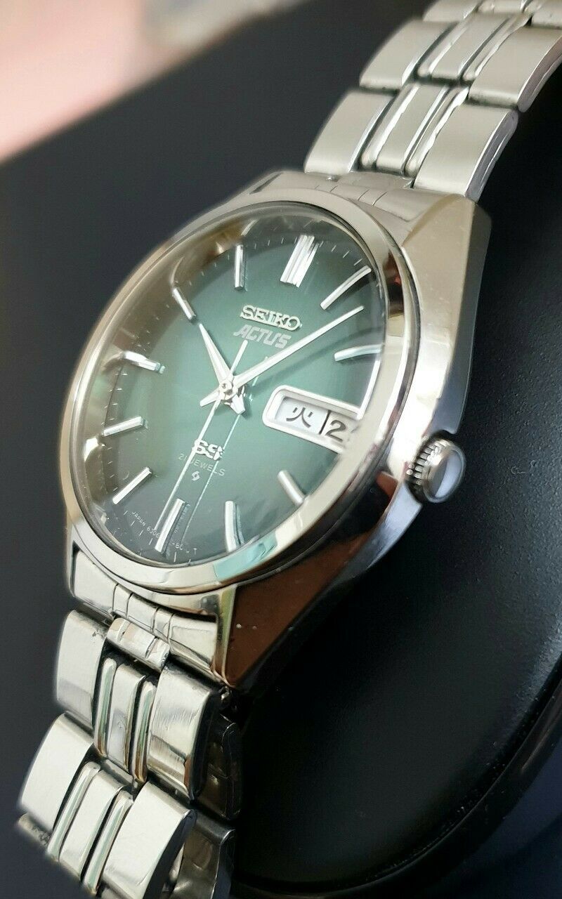 セイコー ACTUS 6306-8020 グリーン文字盤 SEIKO ACTUS 21石 自動巻時計 6306-8020 グリーン文字盤 1976
