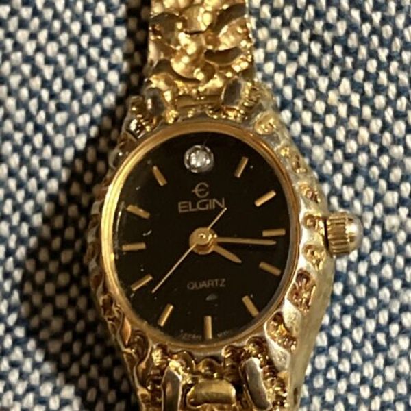 Elgin Diamond Accent Gold Tone Nugget Style Oval Face  display picture 1