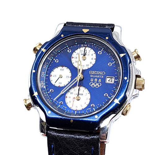 fhm US　オリンピックスペシャル Rare Seiko 36 USC 380 Men's Alarm Chronograph Quartz Watch