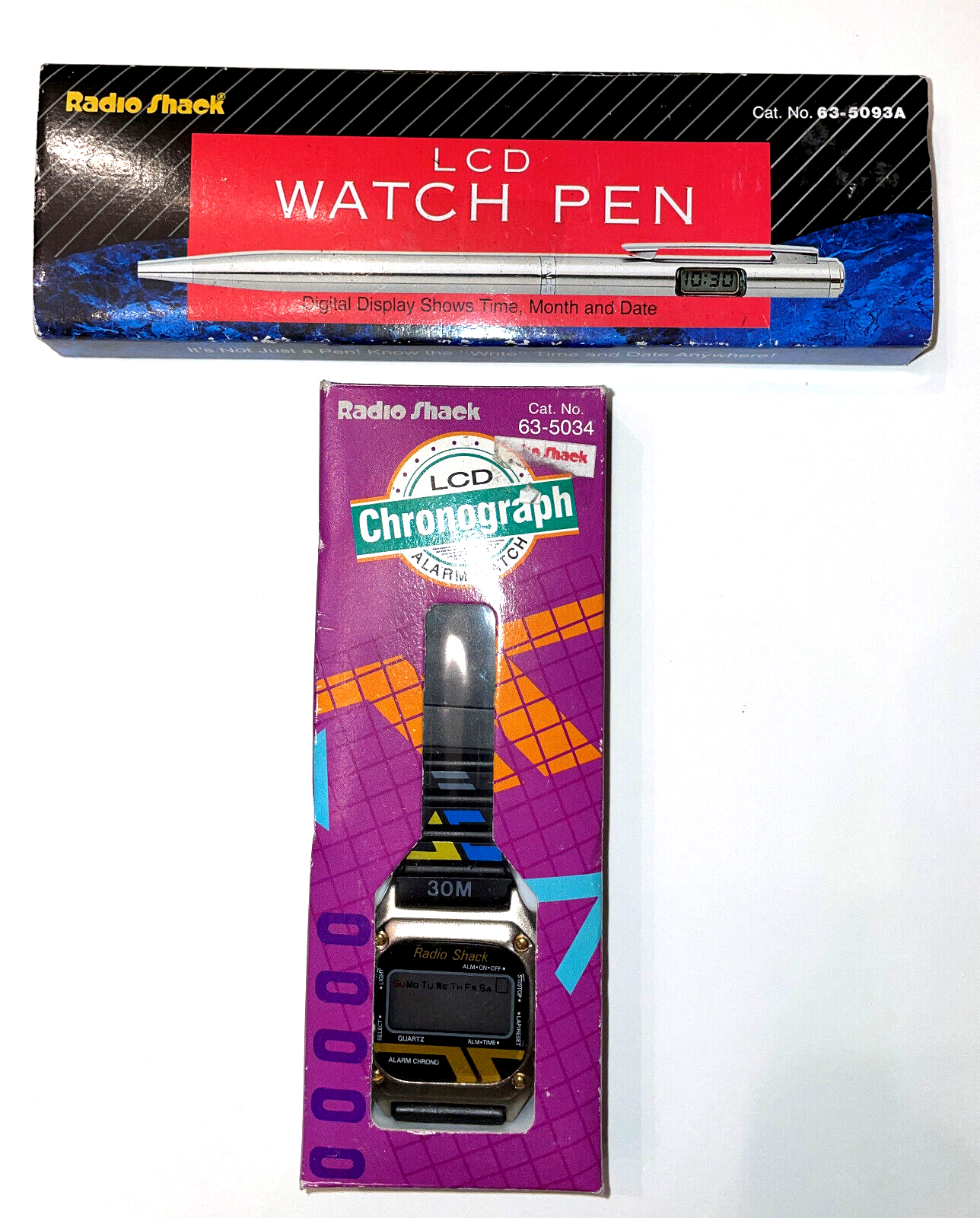 Vintage 80's Radio Shack Digital LCD Watch 63-5034 + LCD Watch Pen