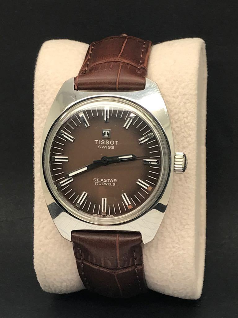 Vintage Tissot Seastar Brown Dial Manual Winding 1960 s 17 Jewels