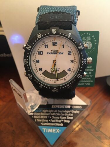 Timex Expedition Combo T44241 Blue Band White/ Black Face Brand New in Box/  Rare | WatchCharts