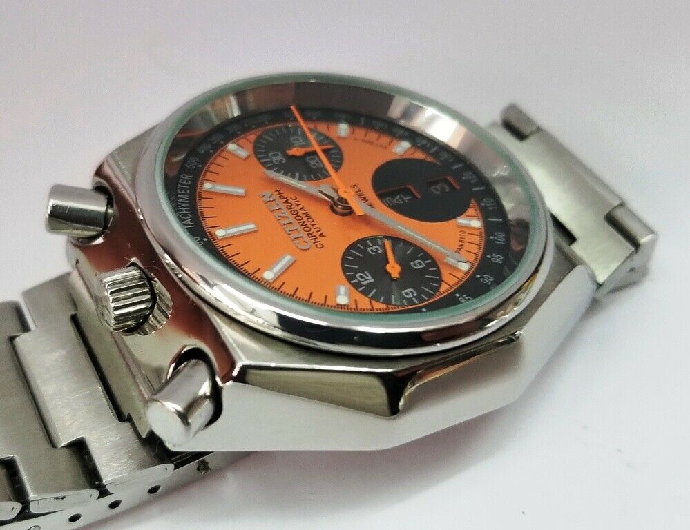 CITIZEN ORANGE OCTAGON BULLHEAD CHRONOGRAPH AUTO REF.67-9356 CAL