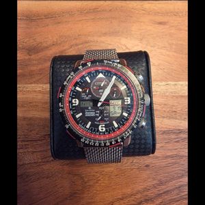 Citizen Eco Red Arrows World Chrono Radio Control Leather Strap