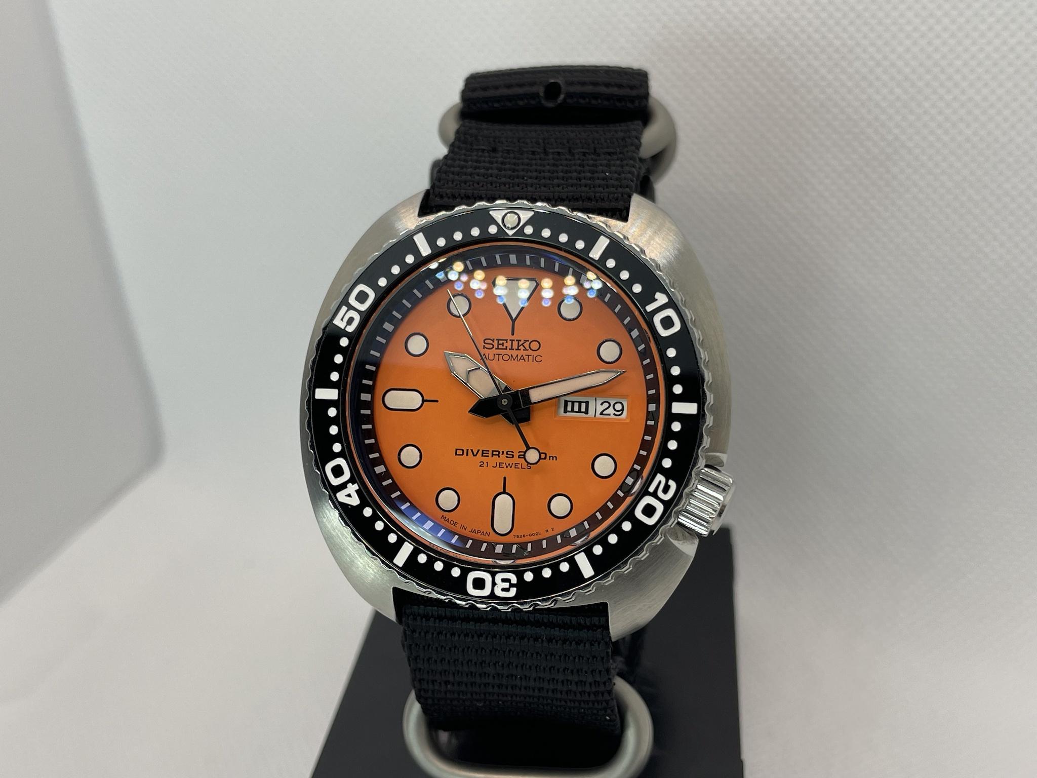 Seiko turtle orange on sale dial