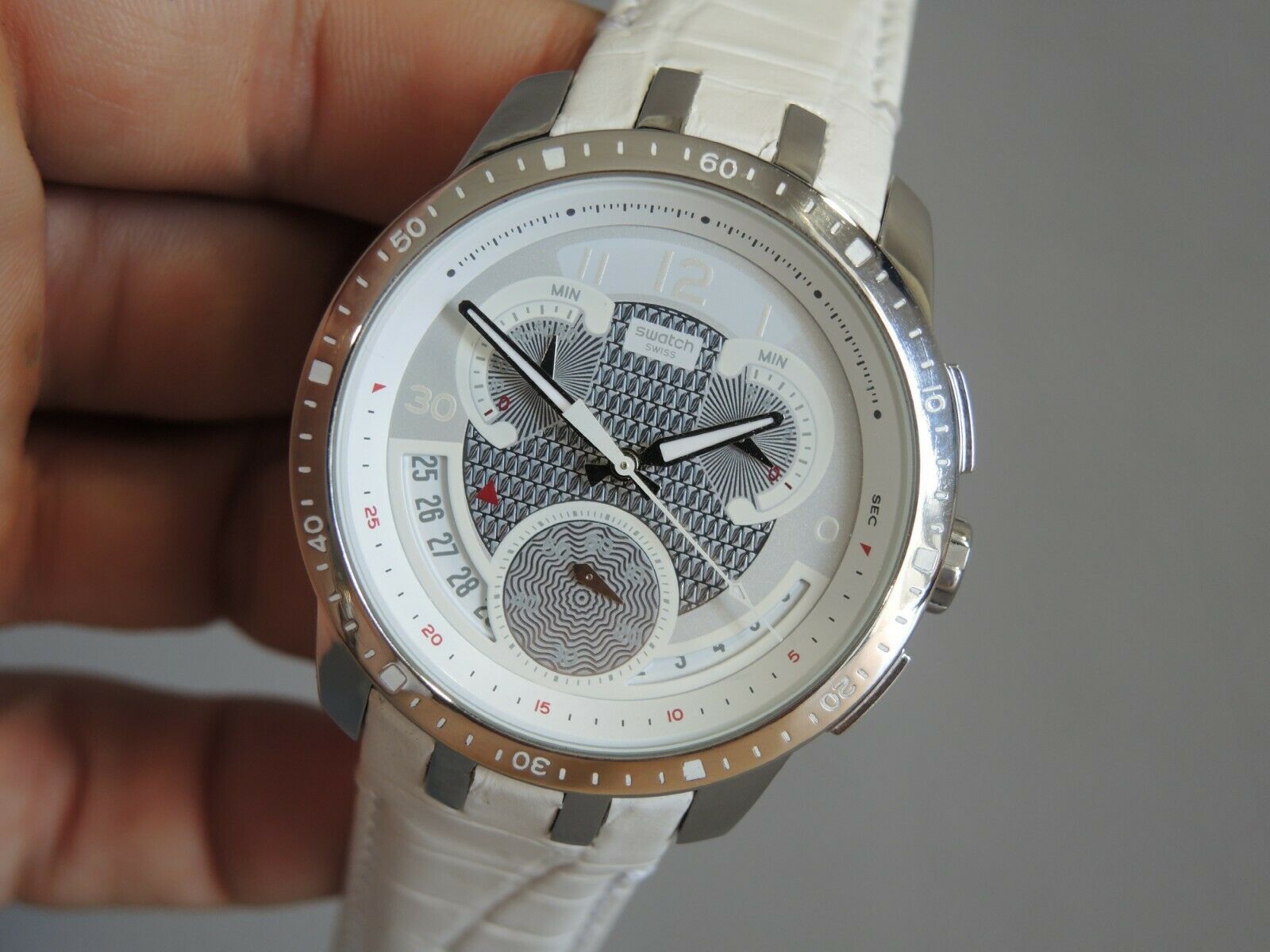 Swatch Irony Watch Chrono RETROGRADE COLD HOUR WHITE YRS426 Swiss