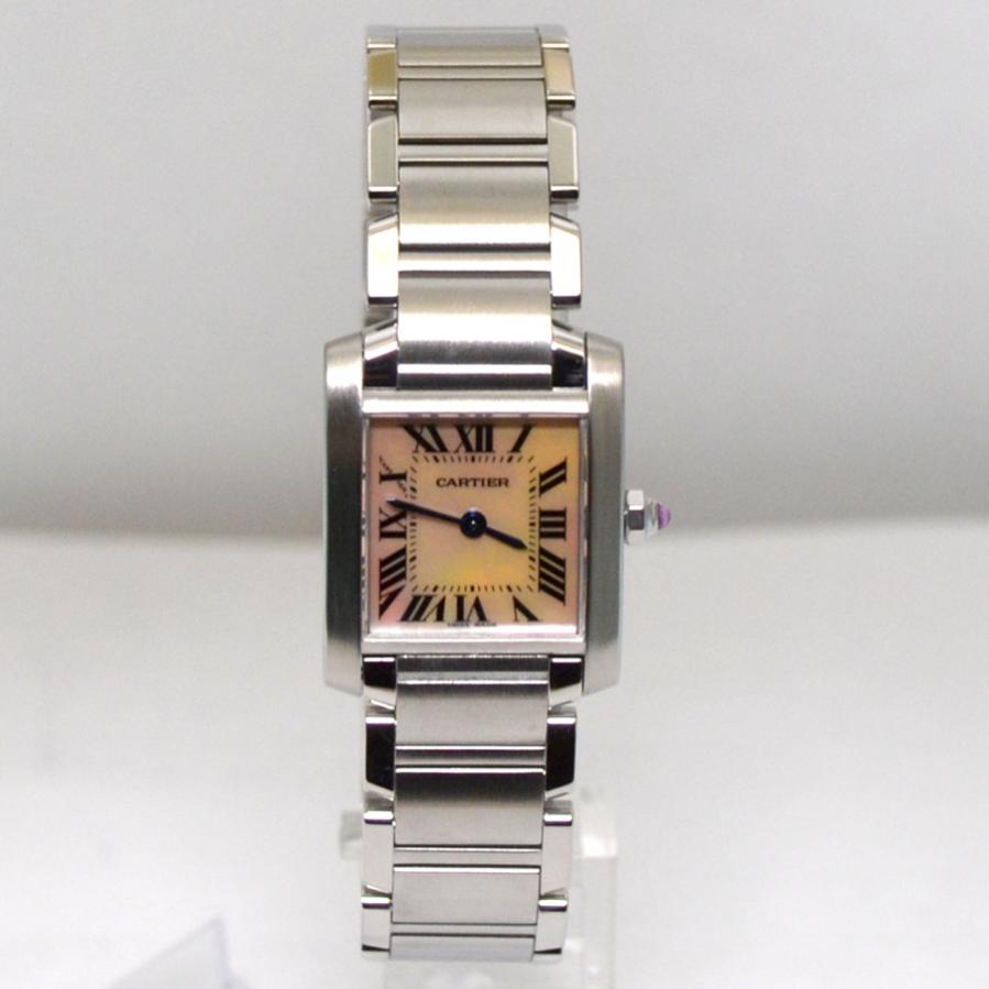 Cartier Tank Francaise Pink MOP Steel Ladies Watch W51028Q3 Box Papers