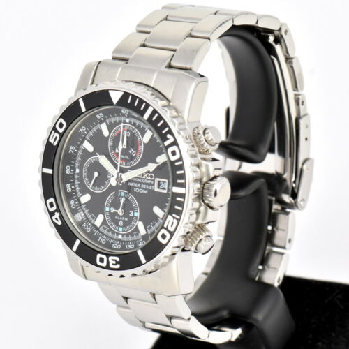 Auth SEIKO Chronograph 100M 7T62-0CV0 ALARM Date Quartz Men's