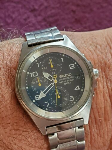 Men's Seiko V657-9039 R1 CHRONOGRAPH WATCH new battery works