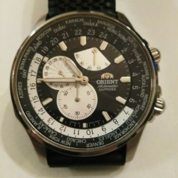 Orient automatic Sapphire 23J worl time power reserve EY04-CO CA