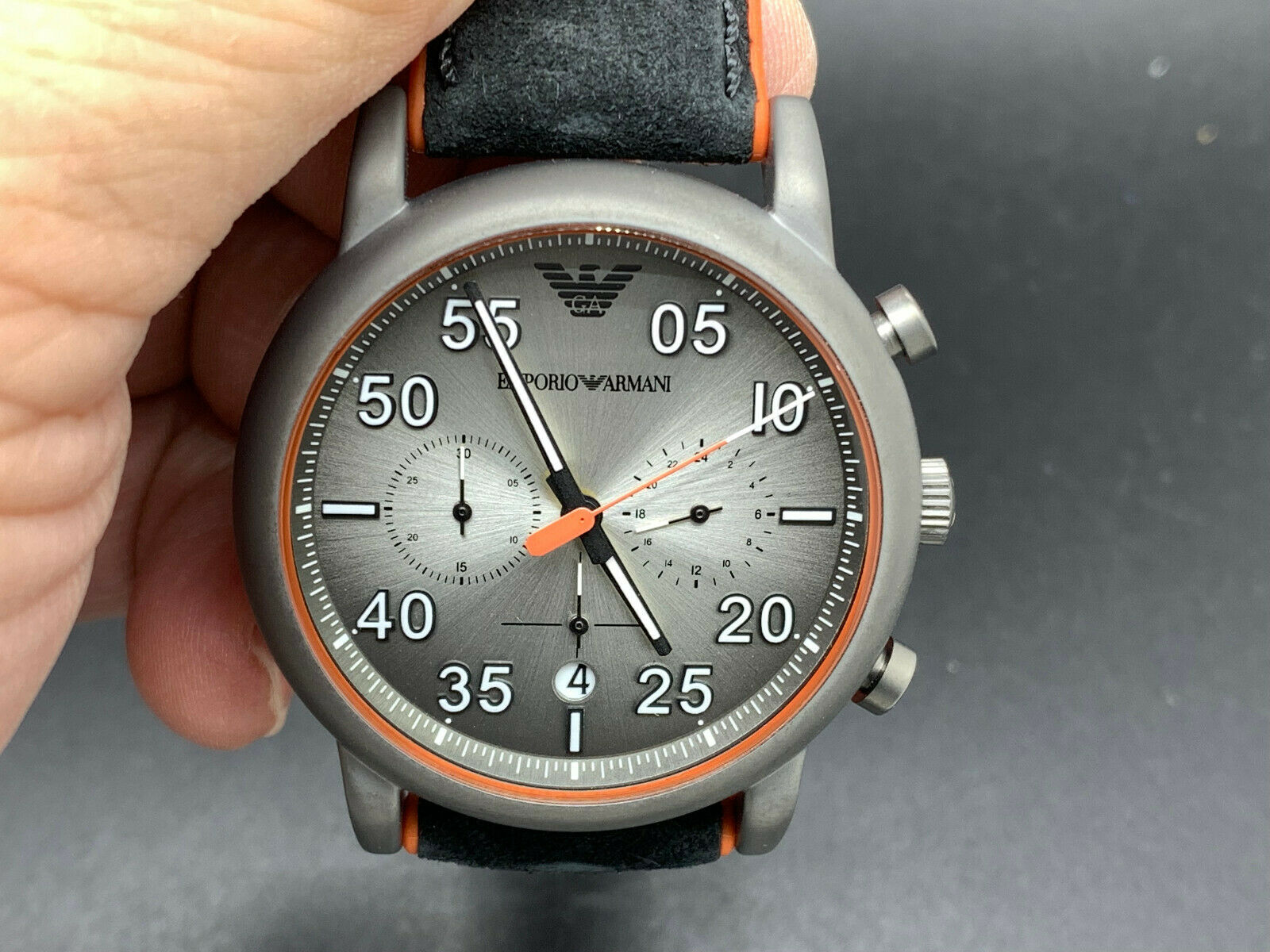 EMPORIO ARMANI【最高】 Emporio Armani Men's AR11096 Silver Leather Japanese Quartz