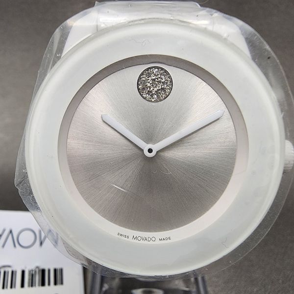 Movado Bold Watch Women 36mm Silver Dial White Ceramic Crystal Accent ...
