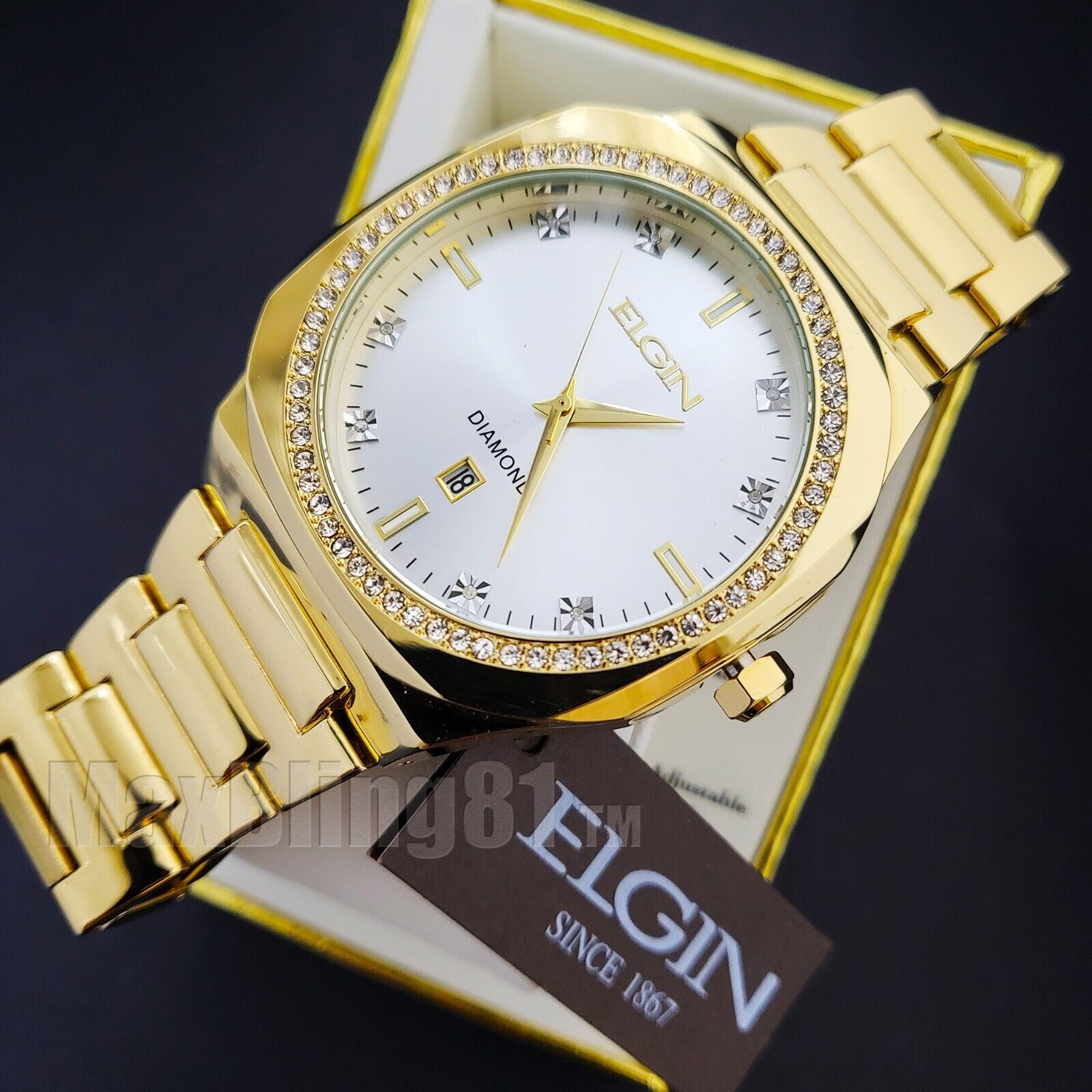 Elgin men's clearance watches gold tone