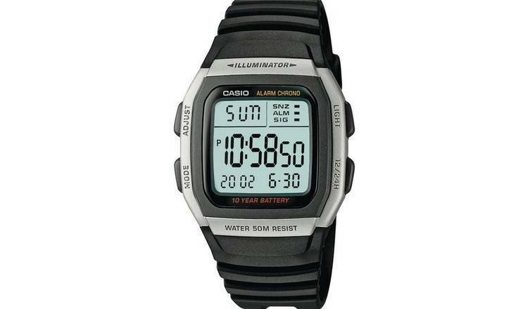 casio men's black resin strap digital lcd watch