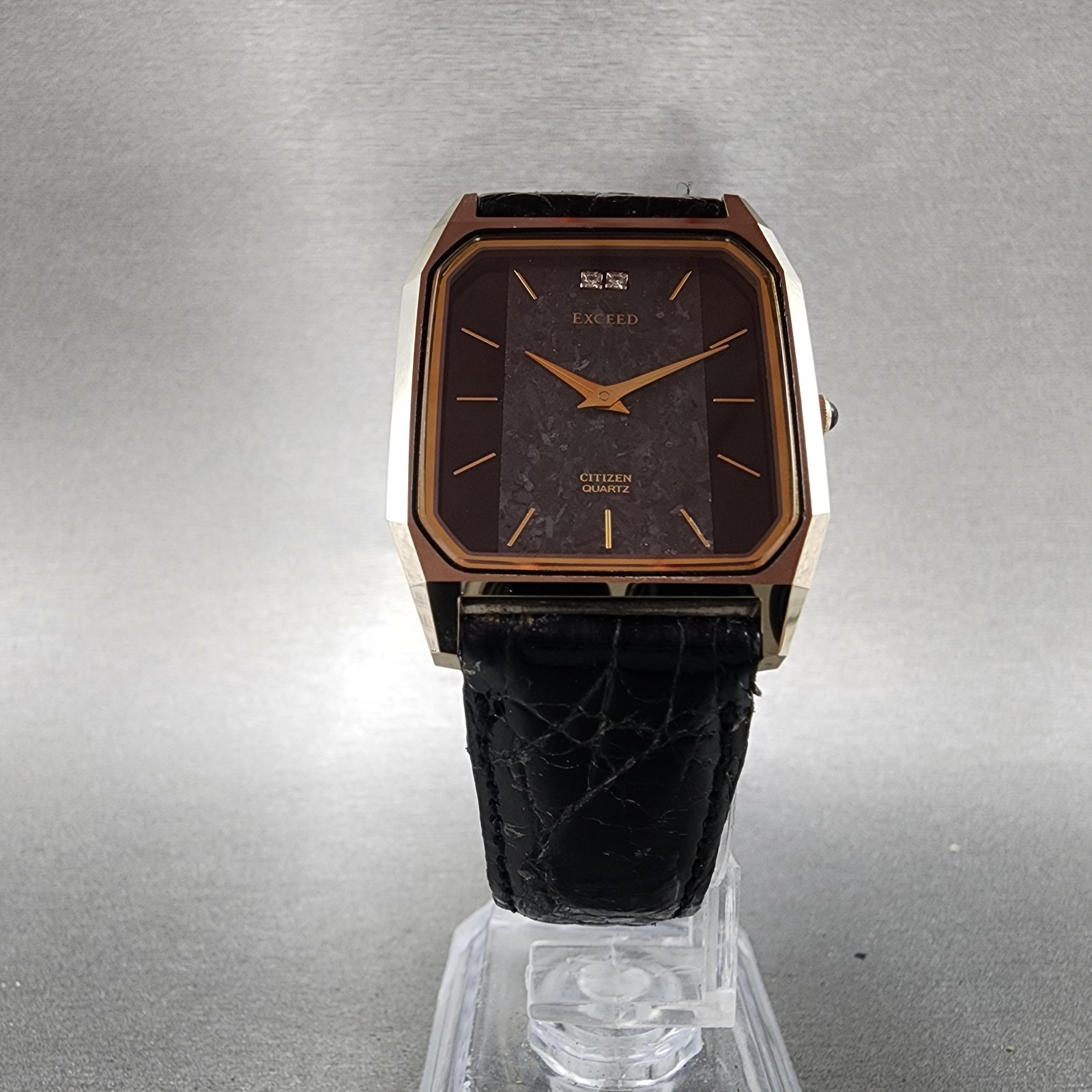 CITIZEN tank EXCEED レクタンギュラー ゴールド 稼働品 Citizen Exceed Tank Watch Men 28mm Black Dial Gold Tone New 2722