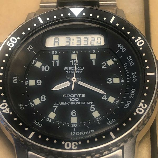 Seiko Sports 100 Alarm Chronograph Mens Quartz Wristwatch H556 5029